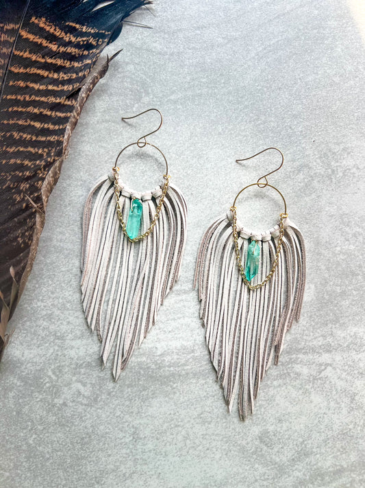 Crystal Fringe Hoops | Gold