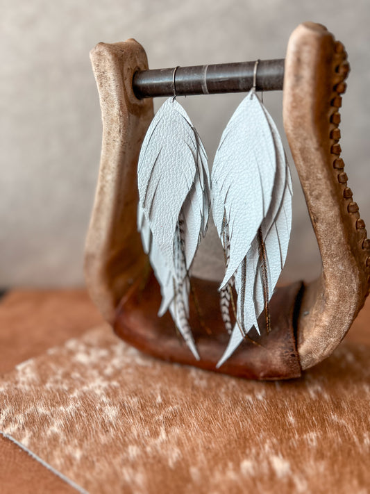Dutton Fringe Feather Earrings | White