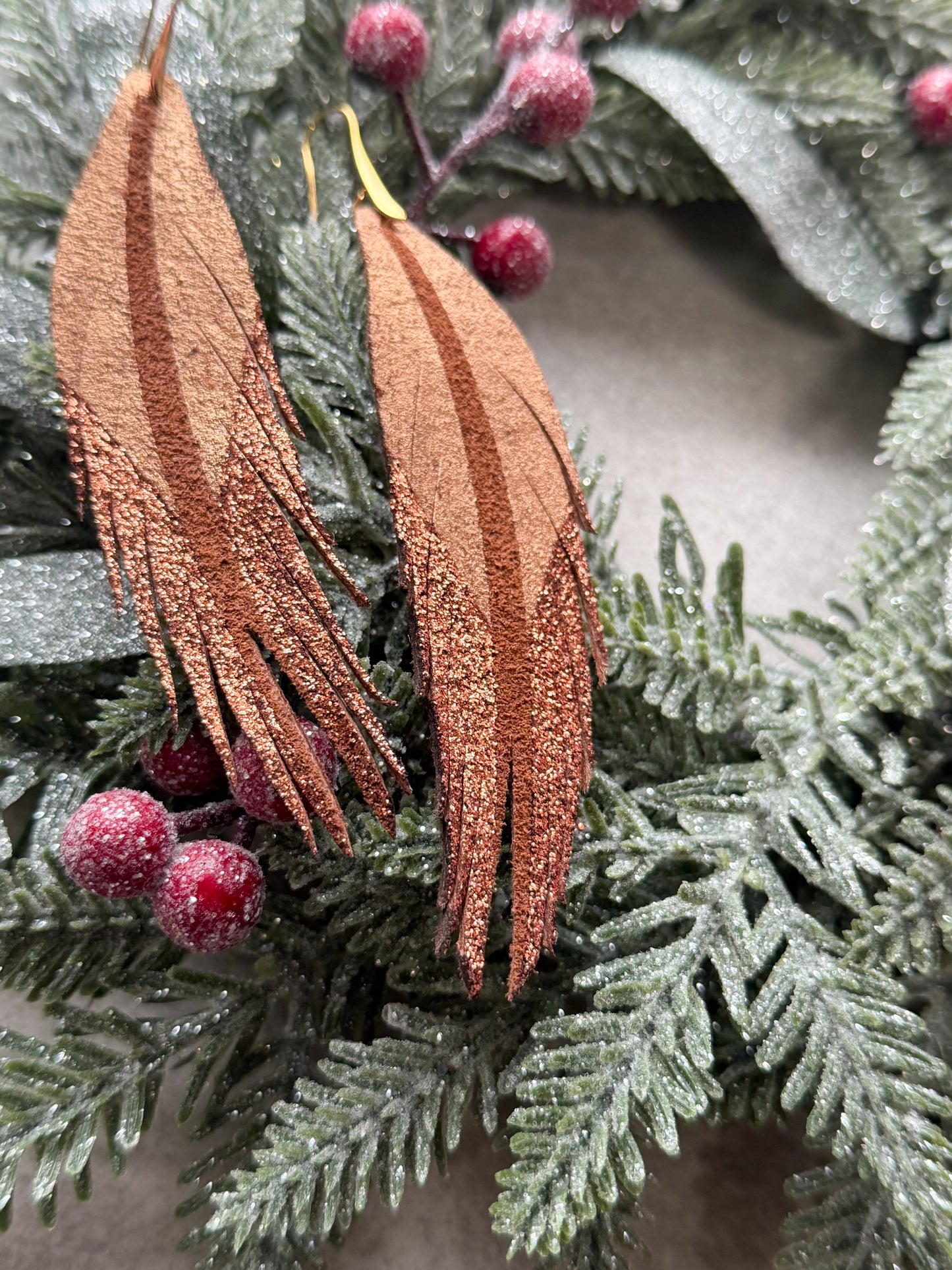 Feather Leather Earrings | Rose Gold Half and Half