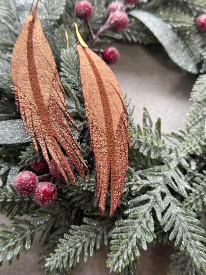 Feather Leather Earrings | Rose Gold Half and Half