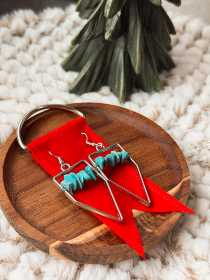 Turquoise Beaded Arrowhead Earrings