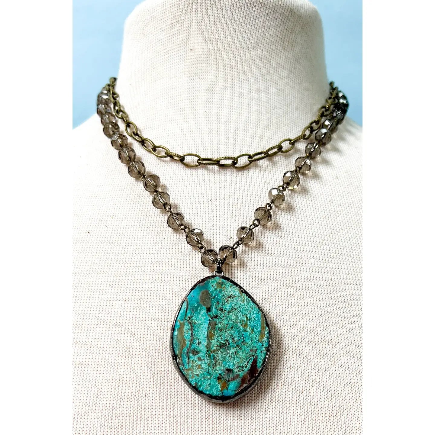 Smokey Turquoise Teardrop Necklace