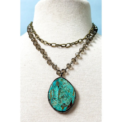 Smokey Turquoise Teardrop Necklace