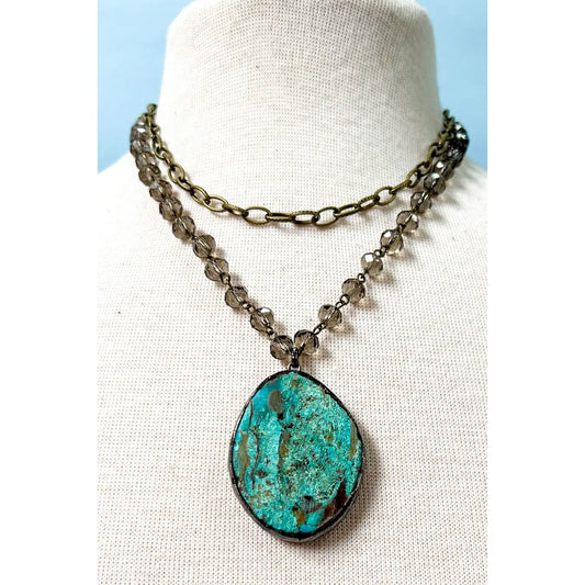 Smokey Turquoise Teardrop Necklace