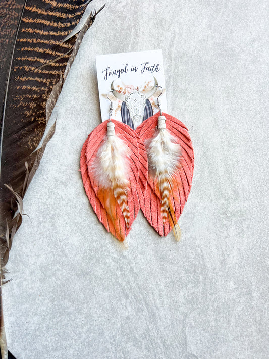 Ronan Fringe Feathers | Coral