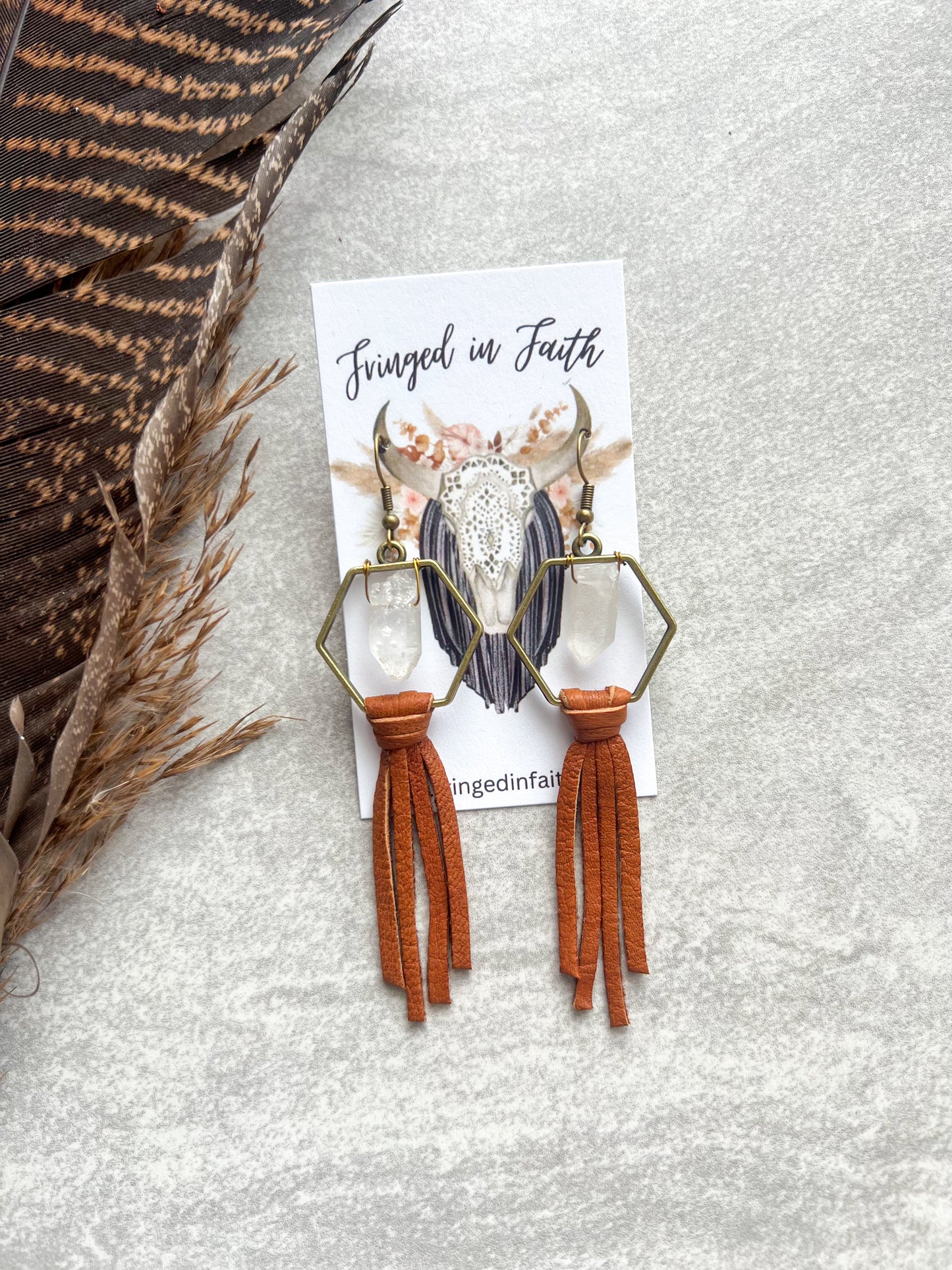 Boho Hex Hoop Earrings | Saddle