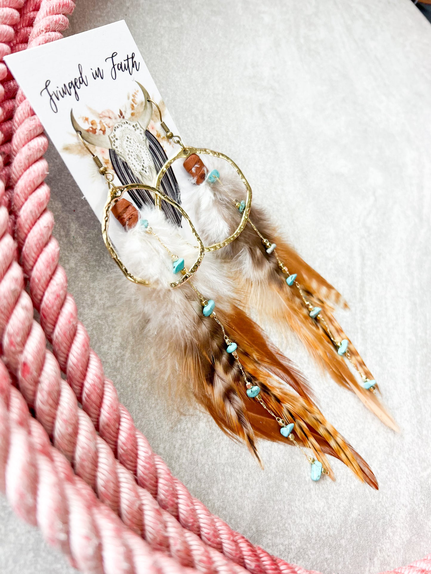 Hoop Boho Feather Earring