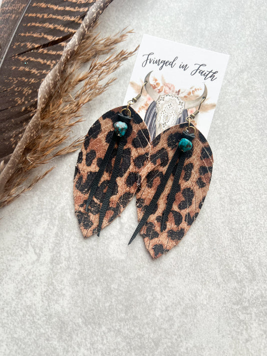 Boho Fringe Earrings | Leopard