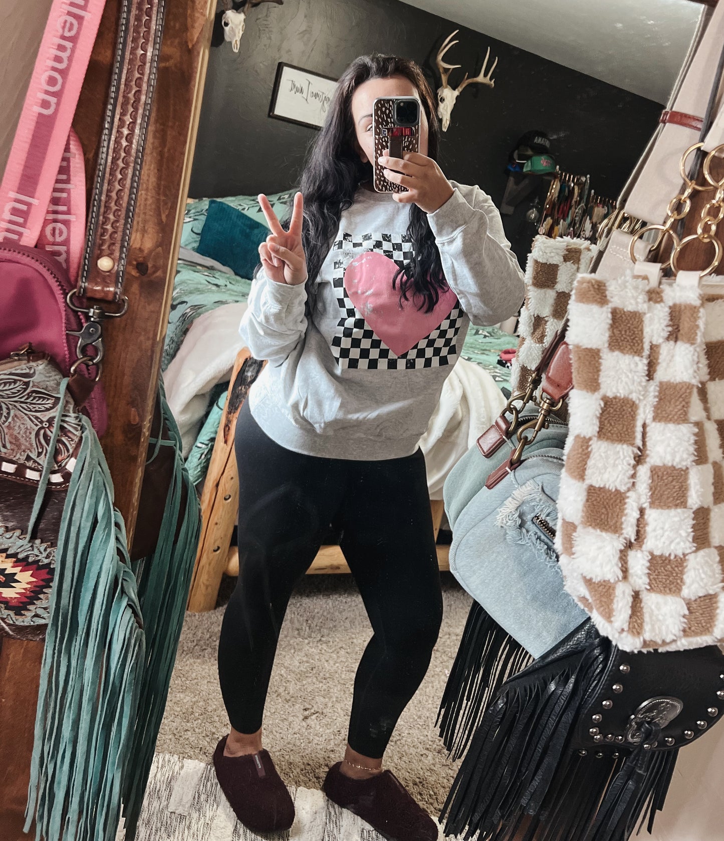 Checkered Heart Sweatshirt