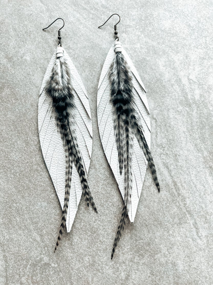 Clancy Feather Earrings | White
