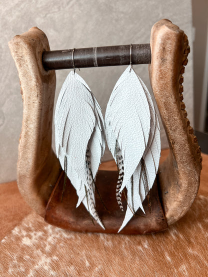 Dutton Fringe Feather Earrings | White