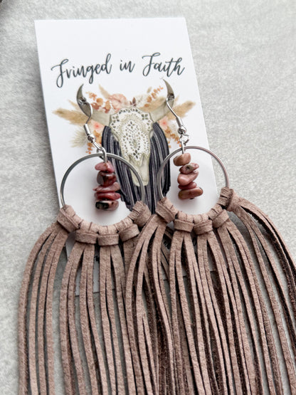 Boho Fringe Leather Hoops
