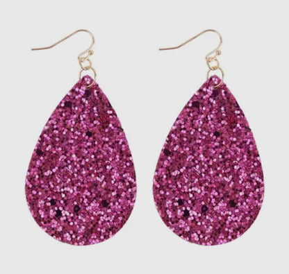 Glitter Earrings | Fuschia