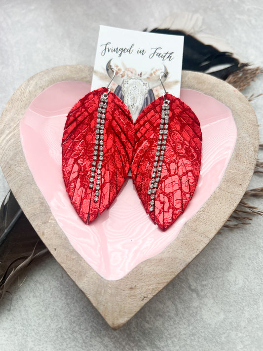 Red Leopard Fringe Earrings