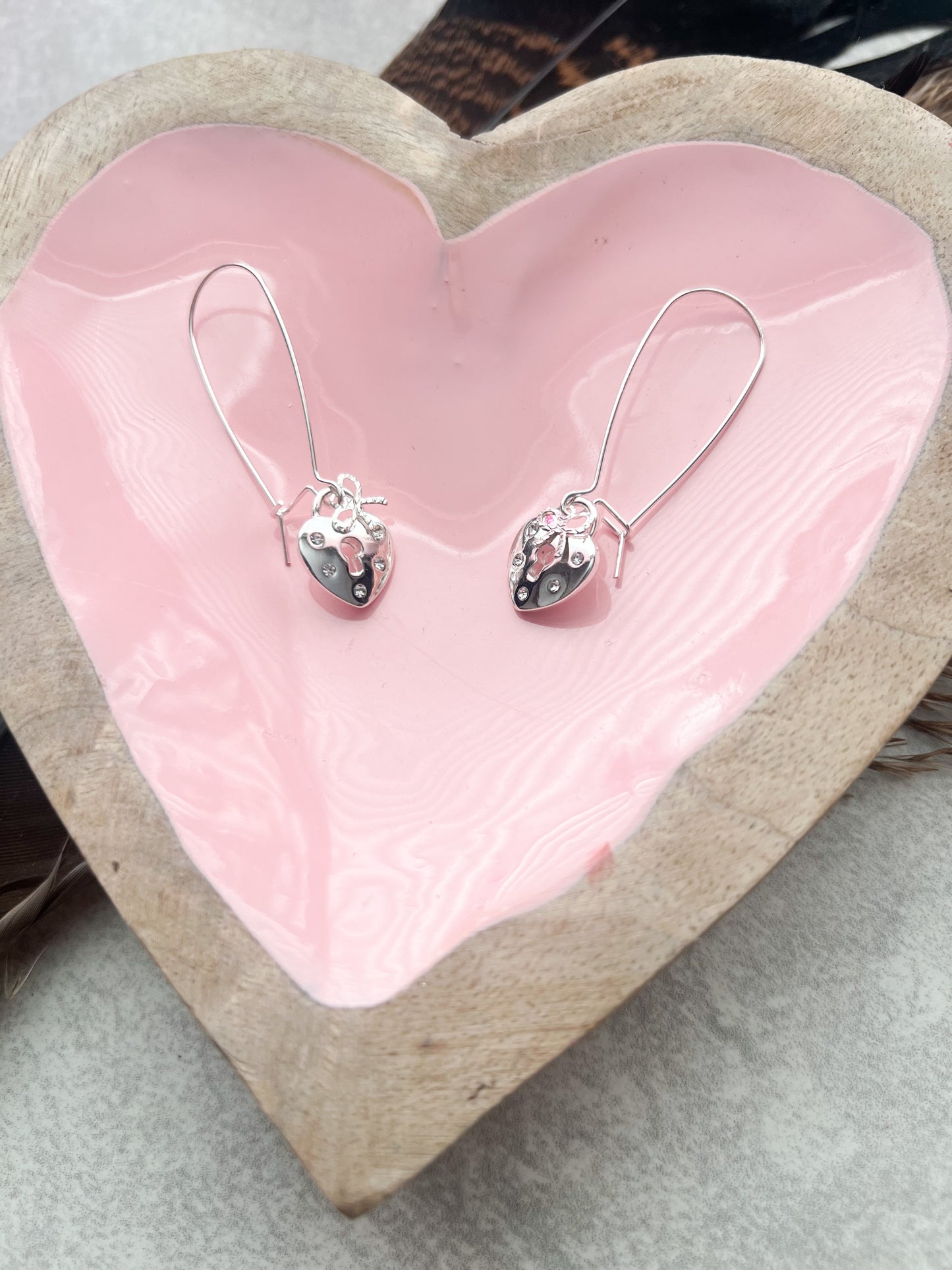 Heart Lock Earrings | Silver