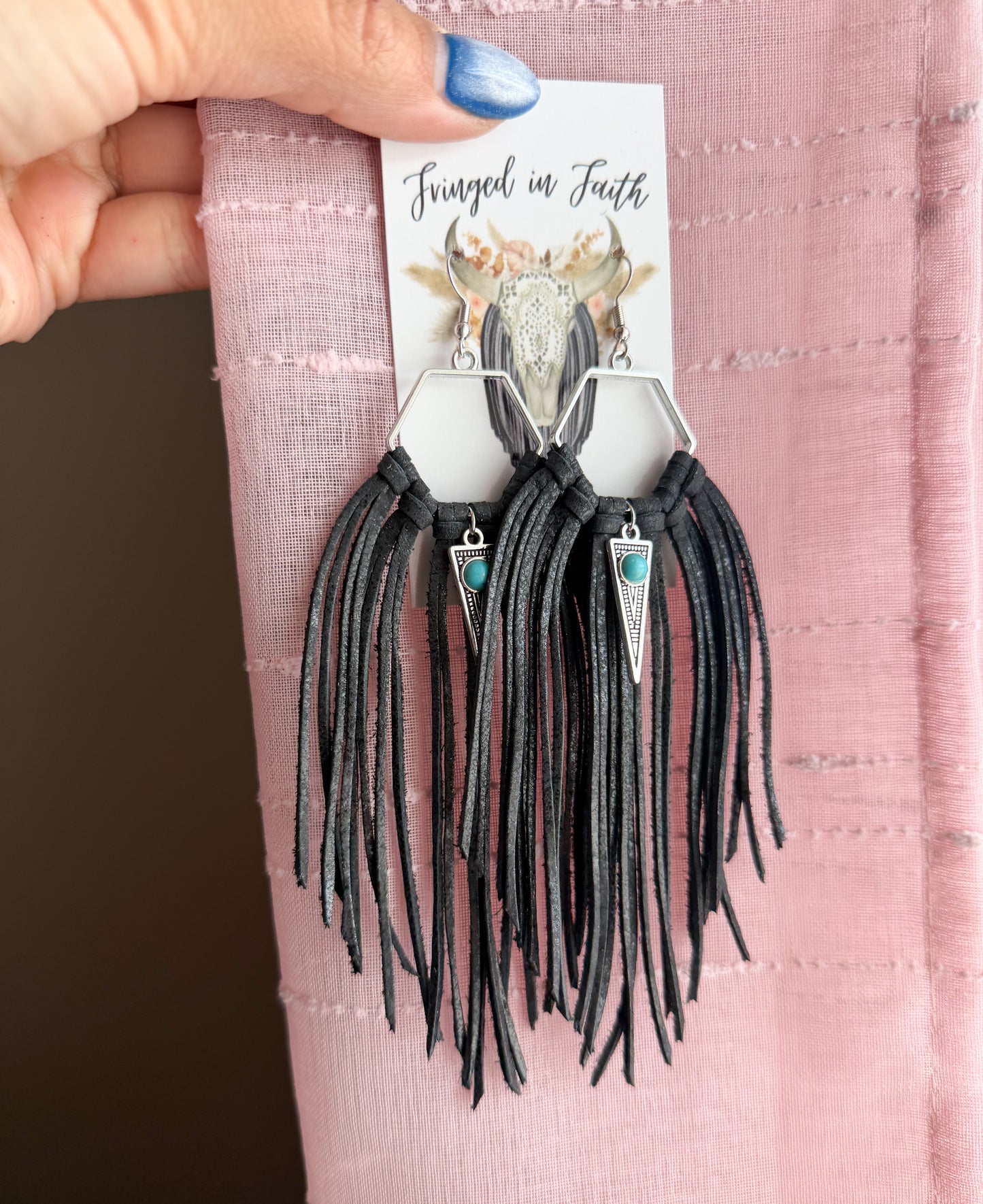 Hexagon Fringe Hoops