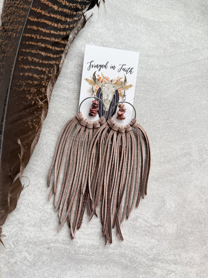 Boho Fringe Leather Hoops
