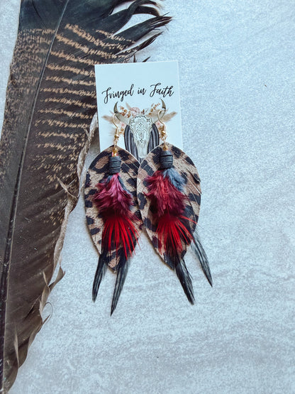 Leopard Feather Earrings