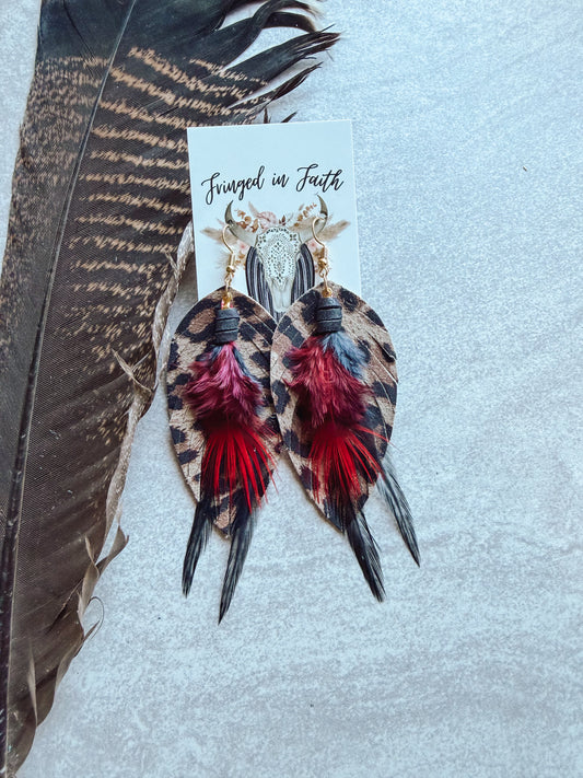 Leopard Feather Earrings