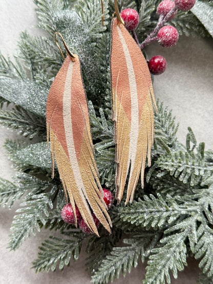 Feather Leather Earrings | Gold + Rose Gold