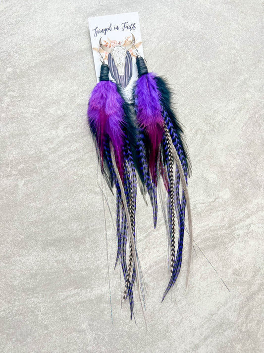 Amethyst Feather Earrings