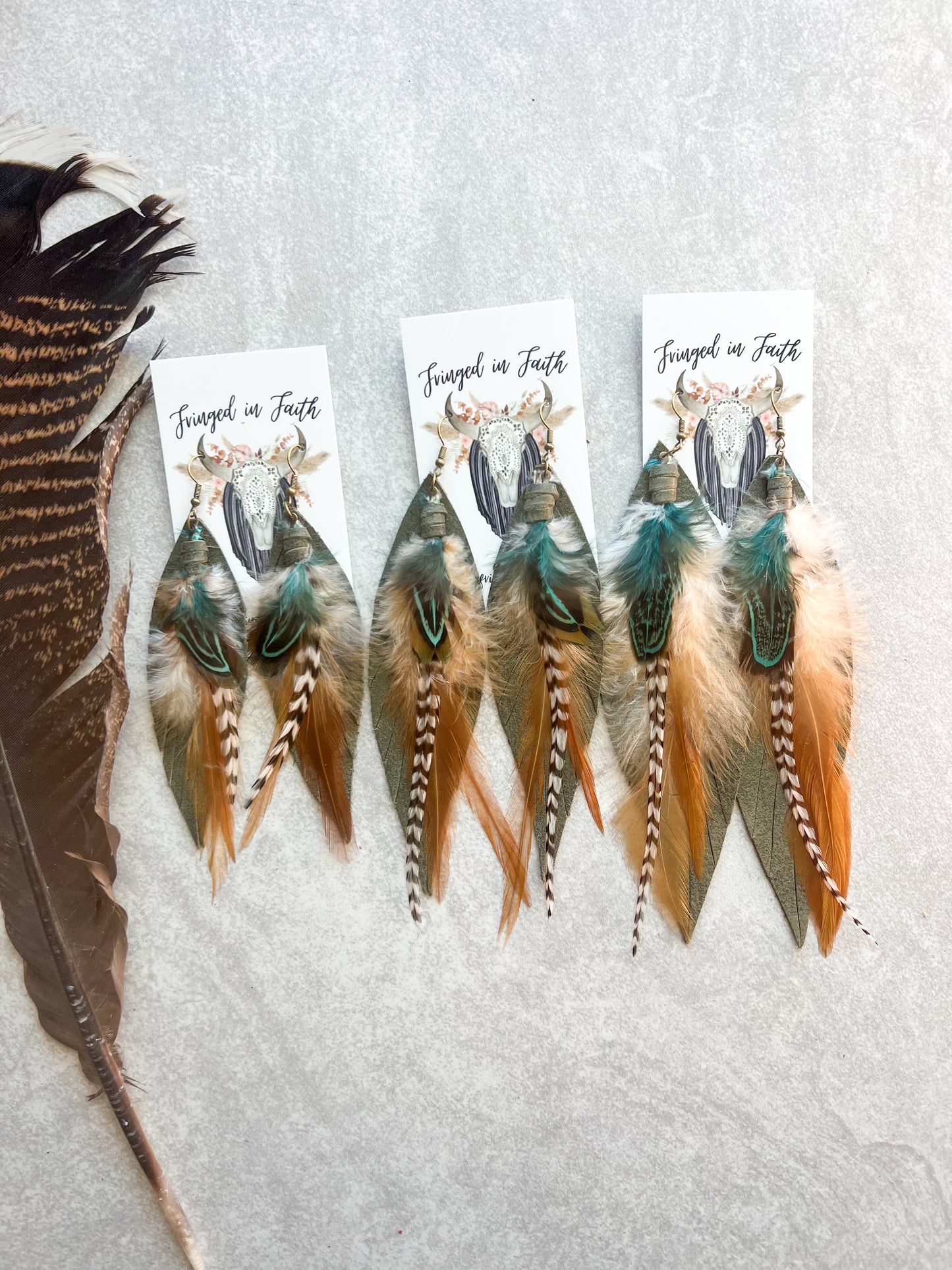 Kalispell Fringe Feathers | Olive