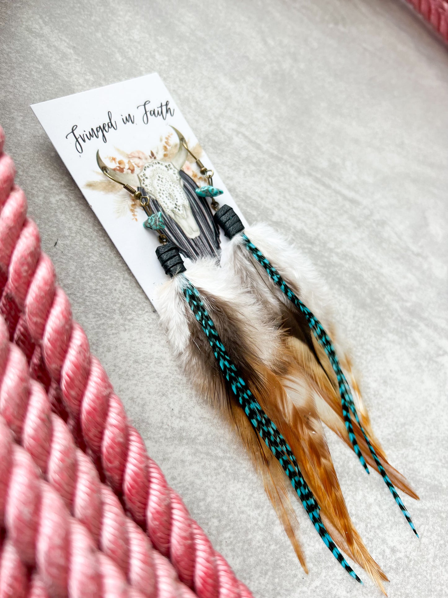 Boho Leather Feather