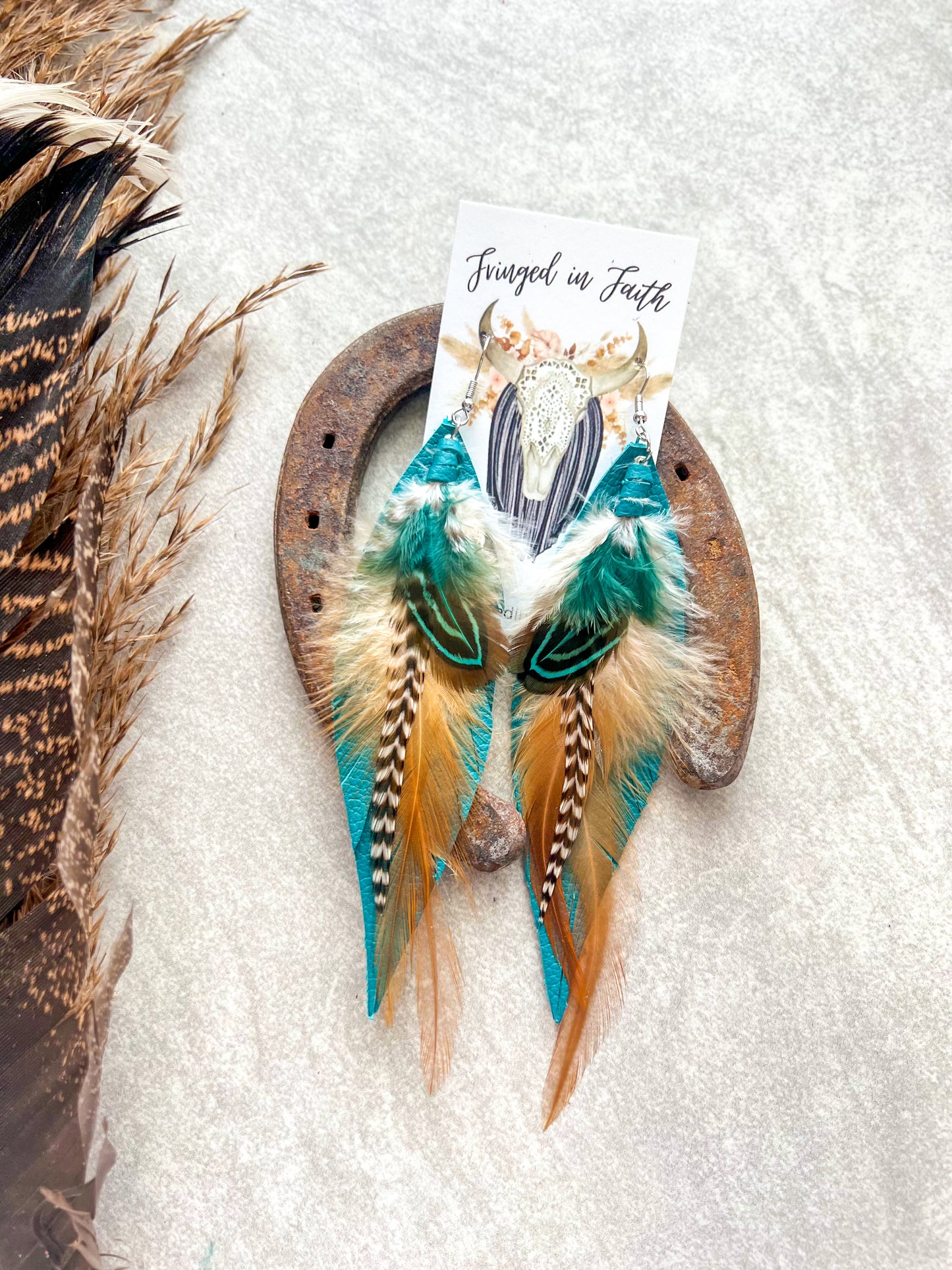 Kalispell Fringe Feathers | Teal