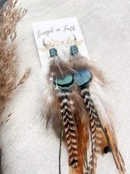 Emerald Feather Earrings