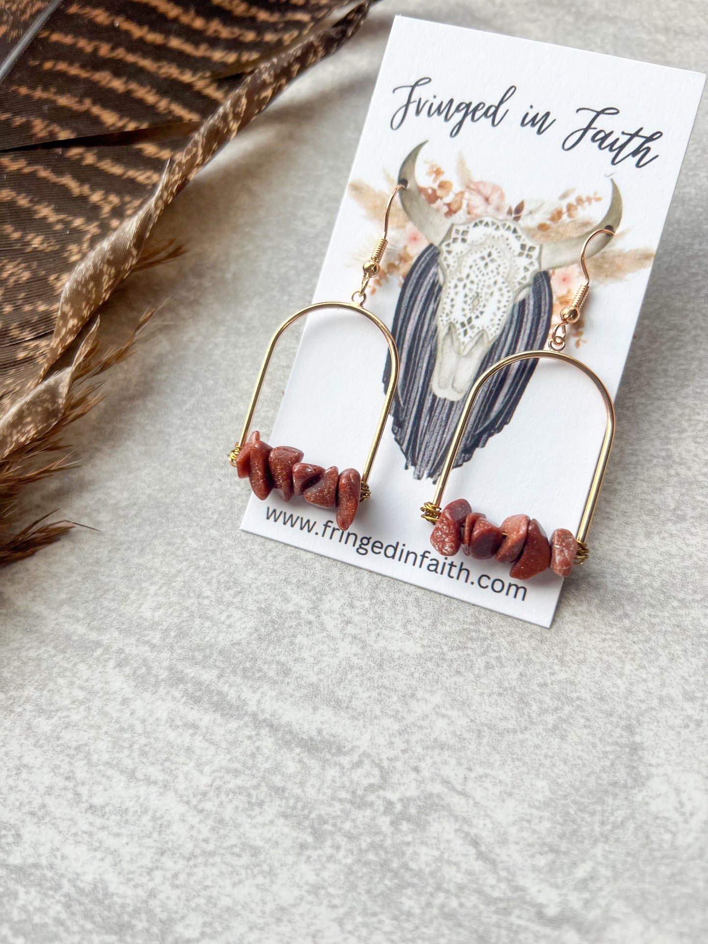 Boho Arched Earrings | Sand Stone