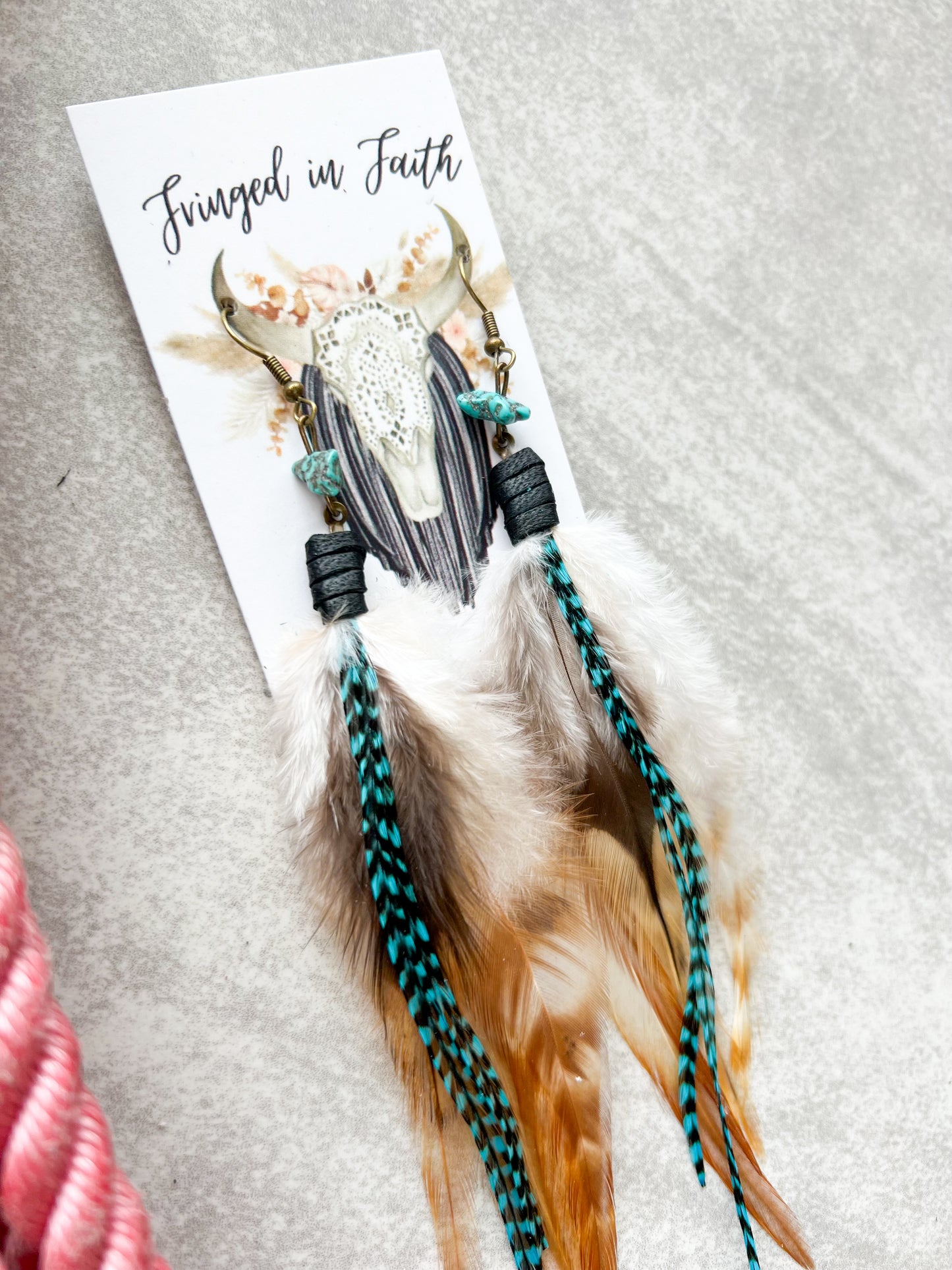 Boho Leather Feather