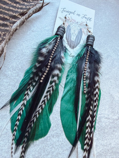 Green Bling Chain Earrings