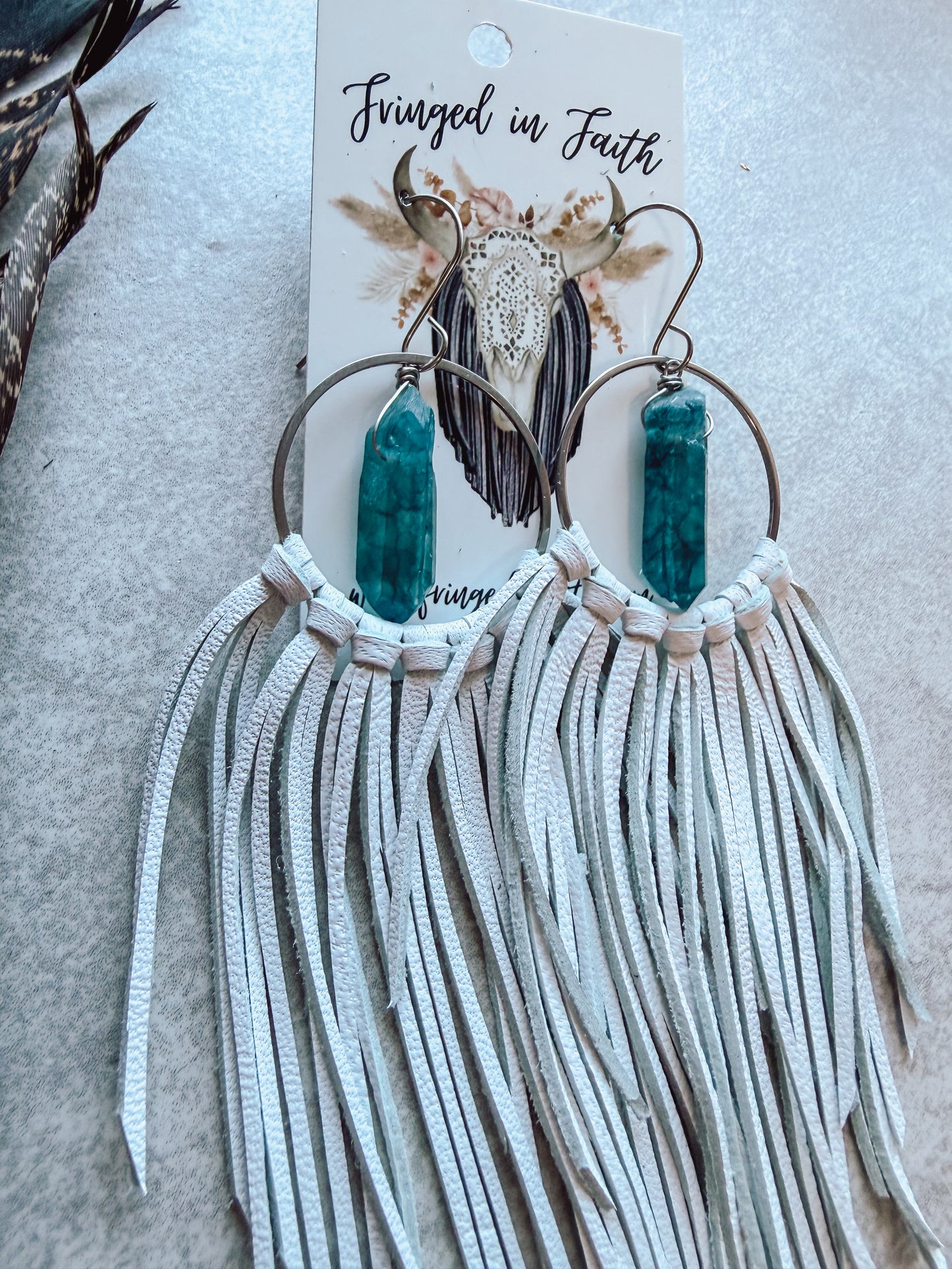 White Fringe Crystal Earrings