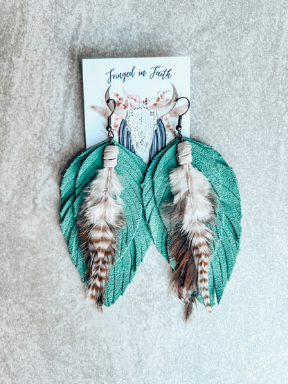 Ronan Fringe Feather Earrings | Mint