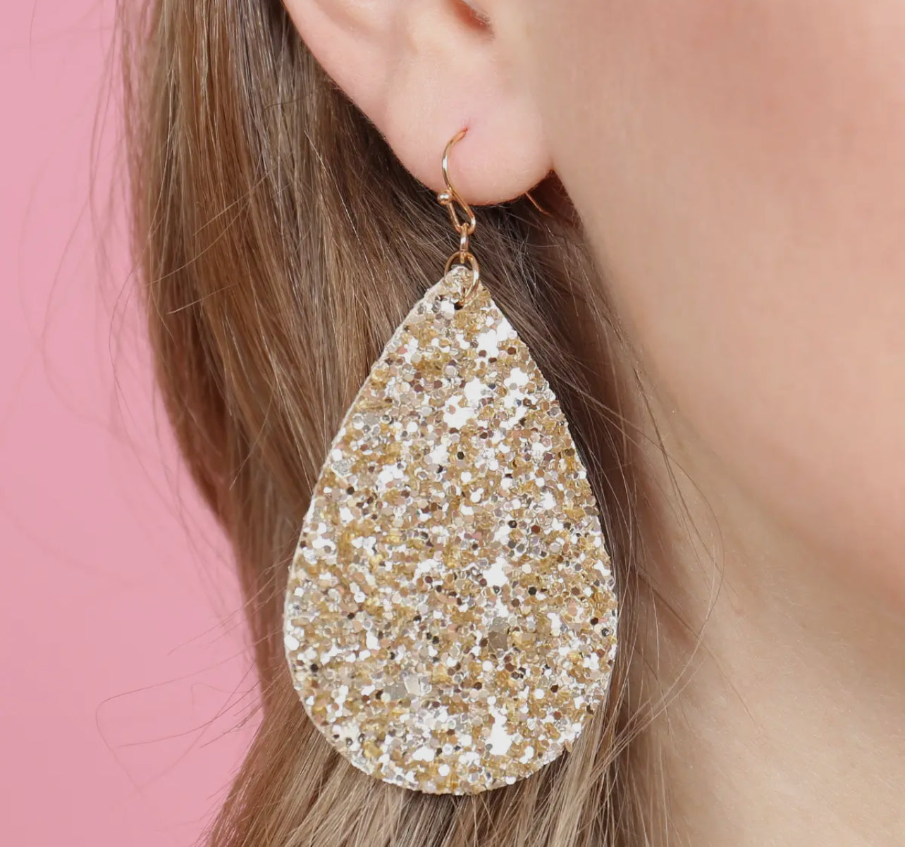 Glitter Earrings | Pink