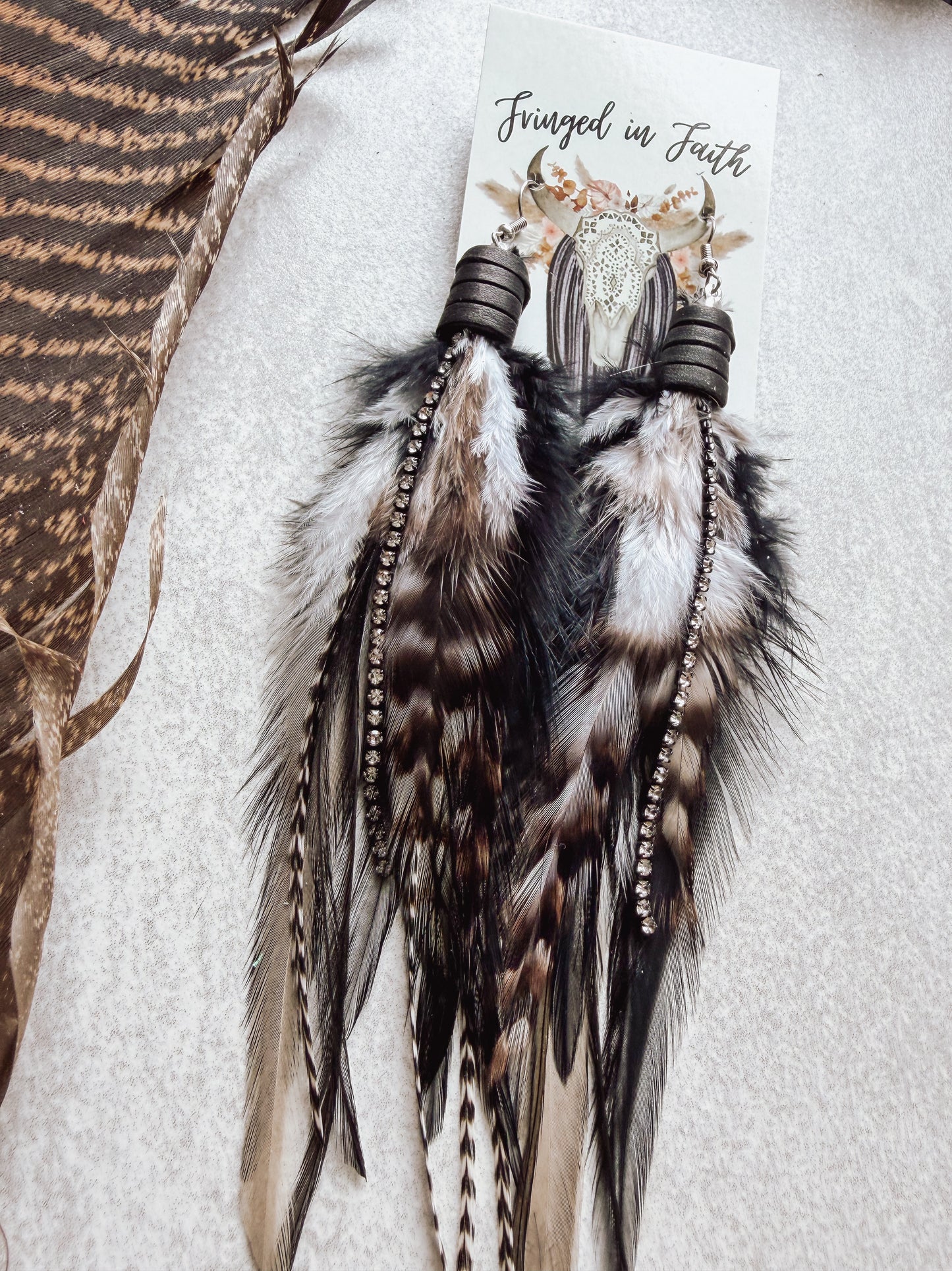 Mini Back In Black Feather Earrings