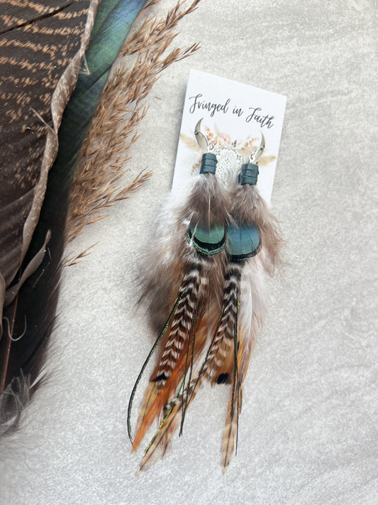 Emerald Feather Earrings