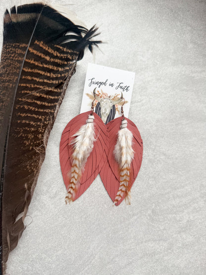 Ronan Fringe Feather Earrings |  Ballerina Pink