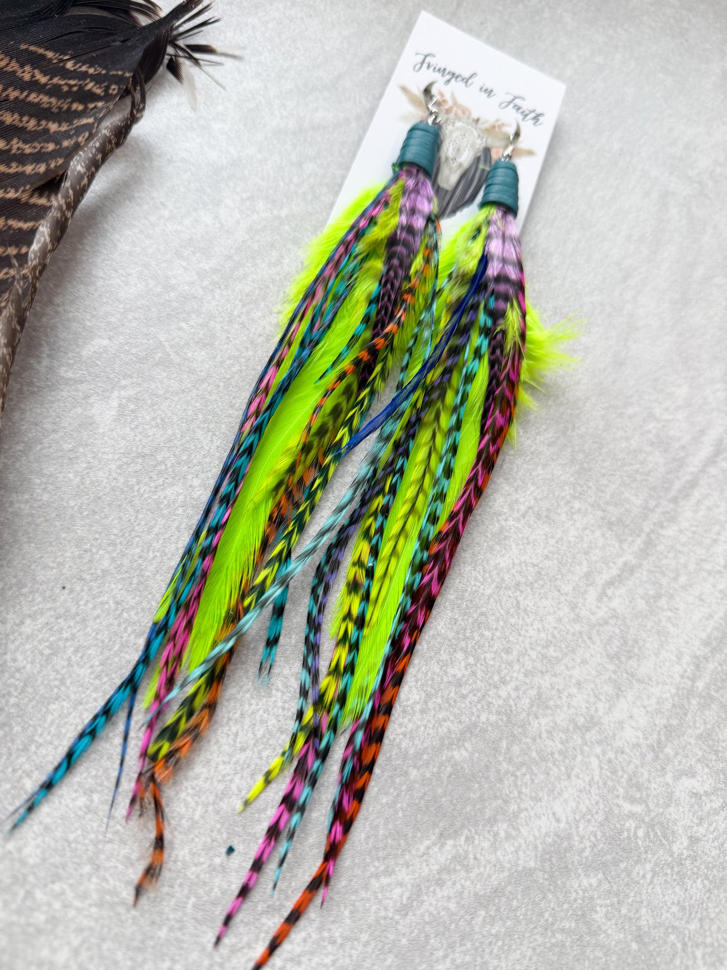 Neon Feather Earrings