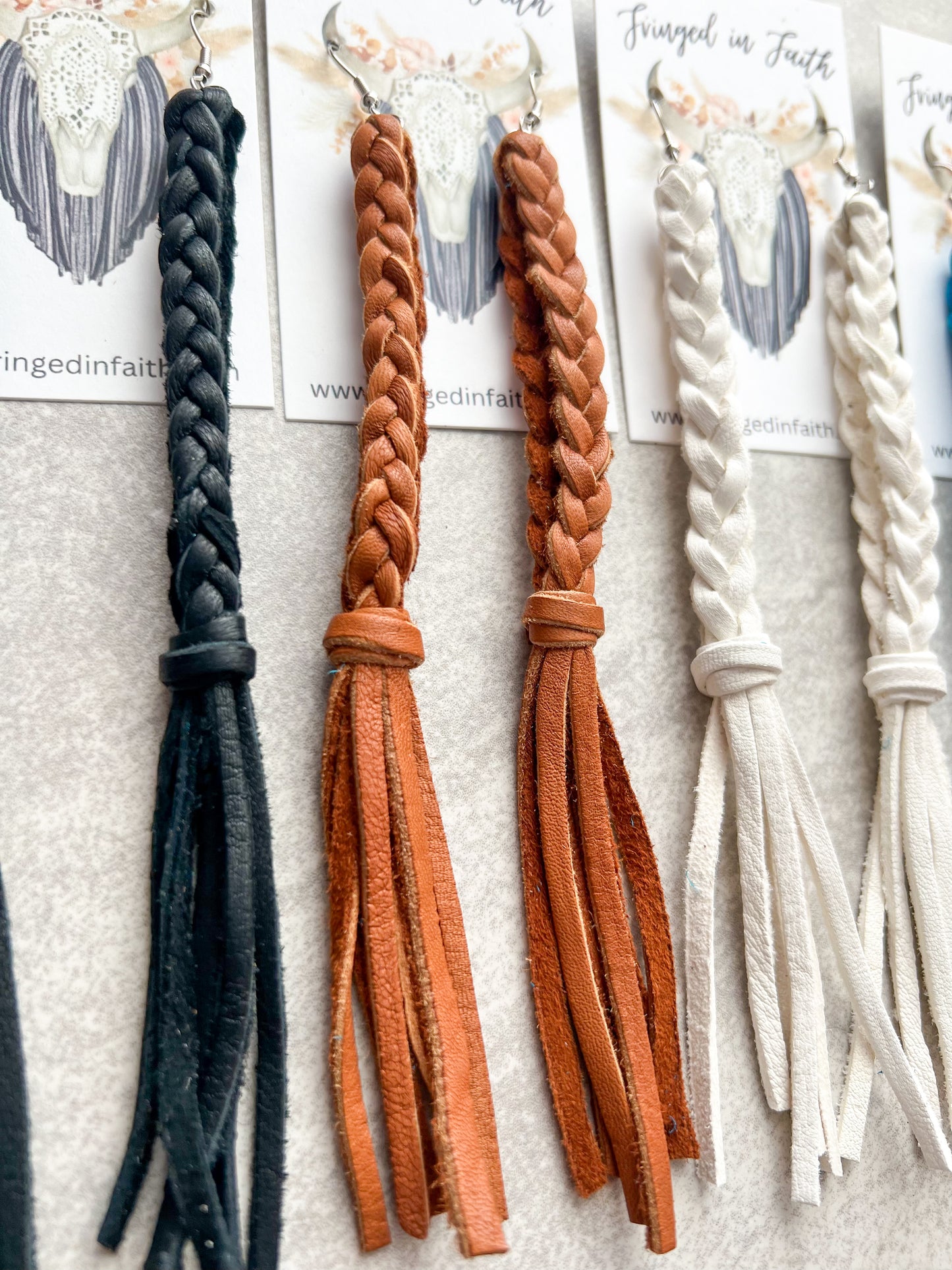 Bison Braided Leather Earrings