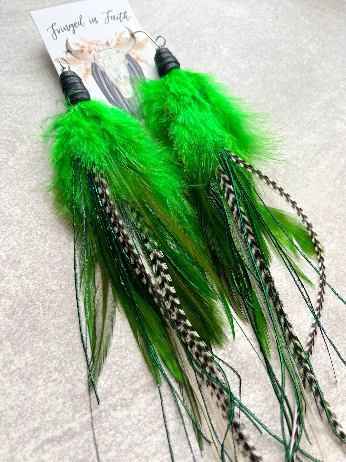 Feeling Green Feather Earrings