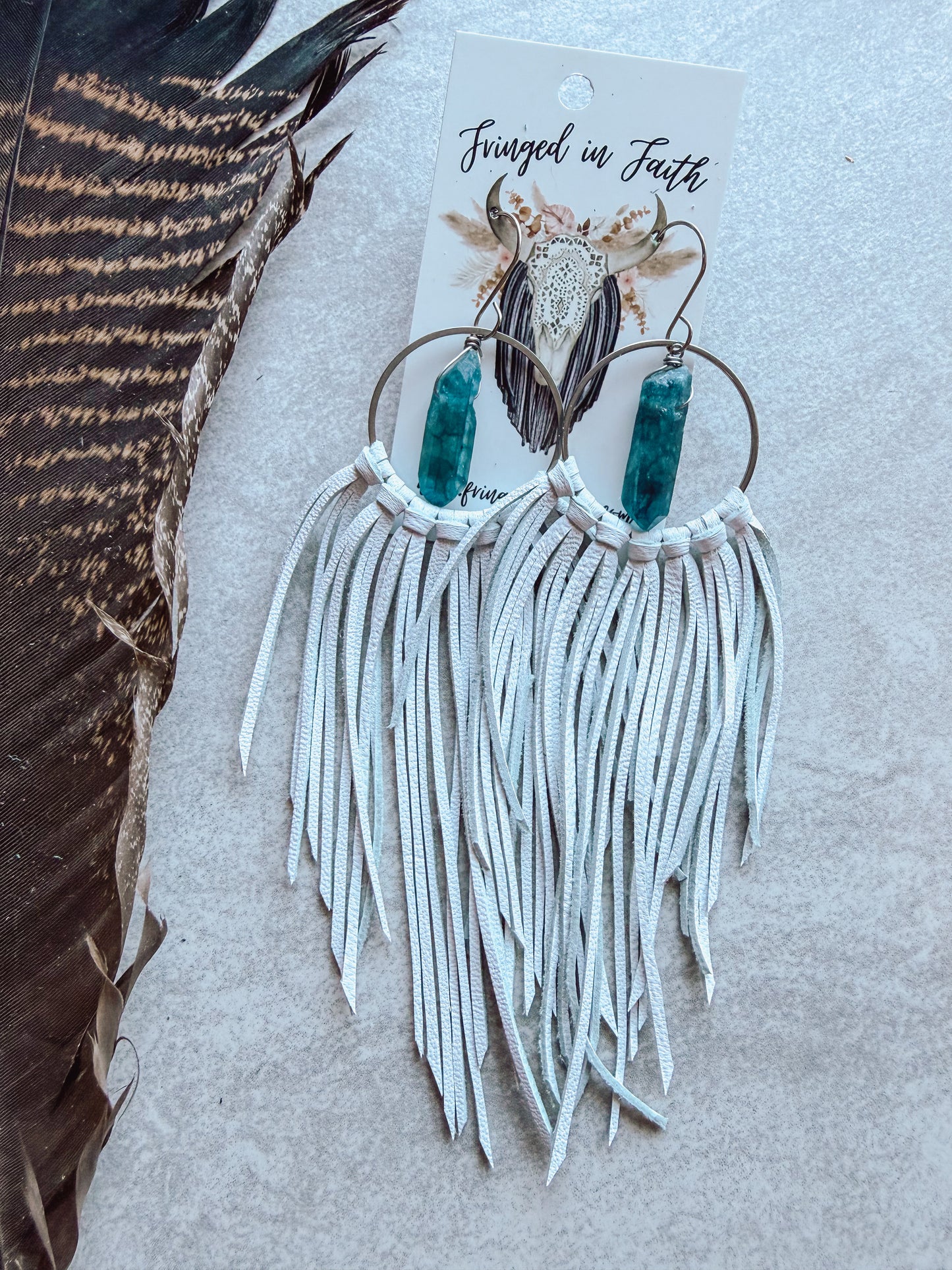 White Fringe Crystal Earrings