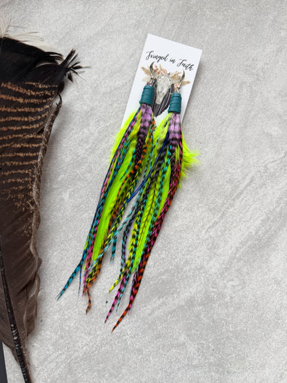 Neon Feather Earrings