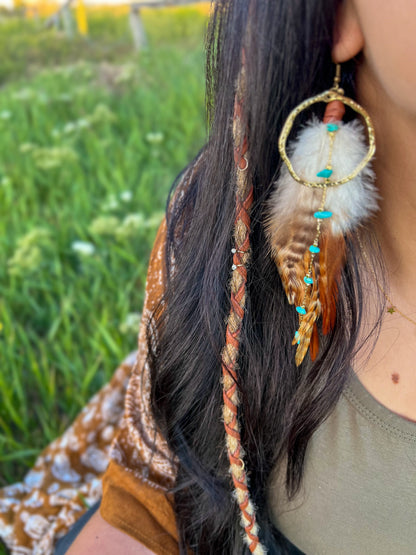 Hoop Boho Feather Earring