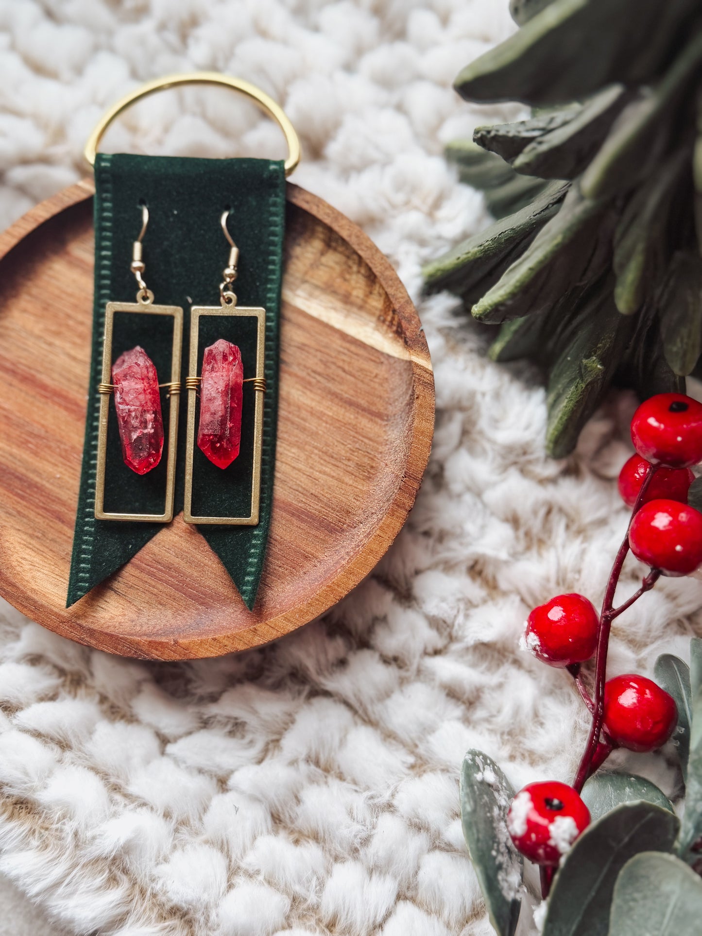 Silent Night Crystal Earrings | Red Crystal