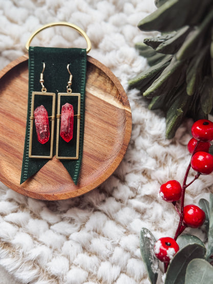 Silent Night Crystal Earrings | Red Crystal