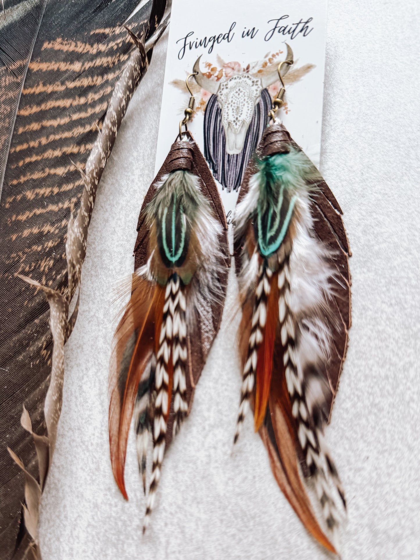 Brown Feather Earrings
