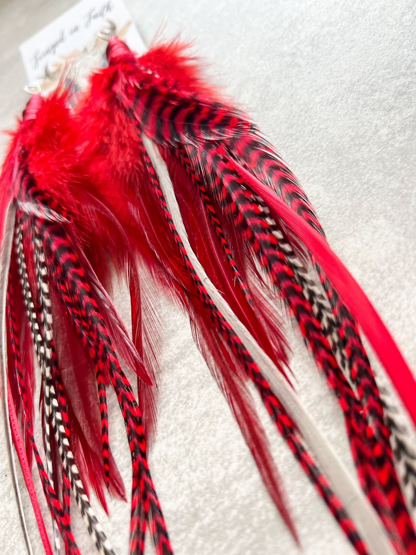 Candy Apple Feather Earrings