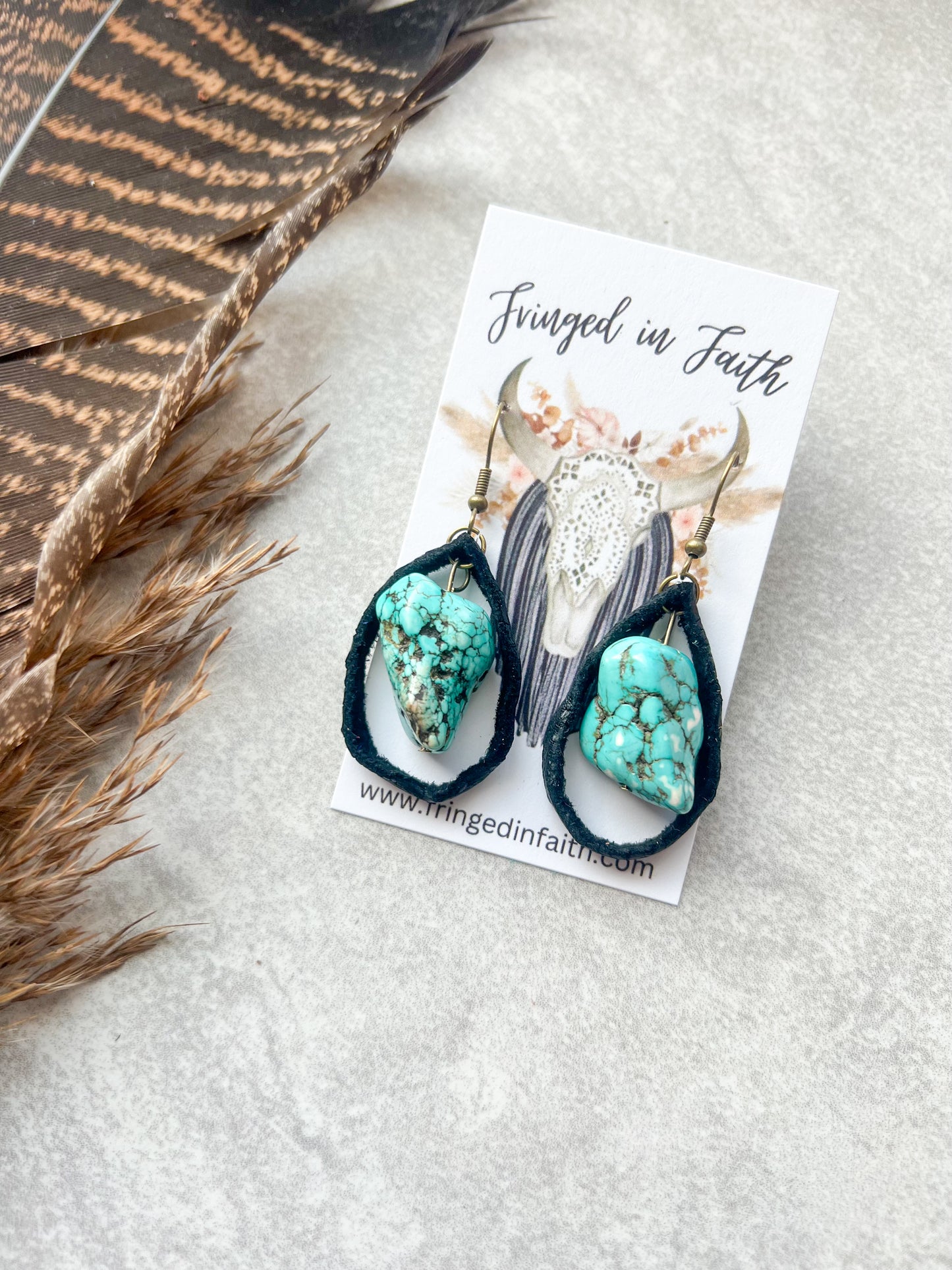 Boho Teardrop Hoops | Black