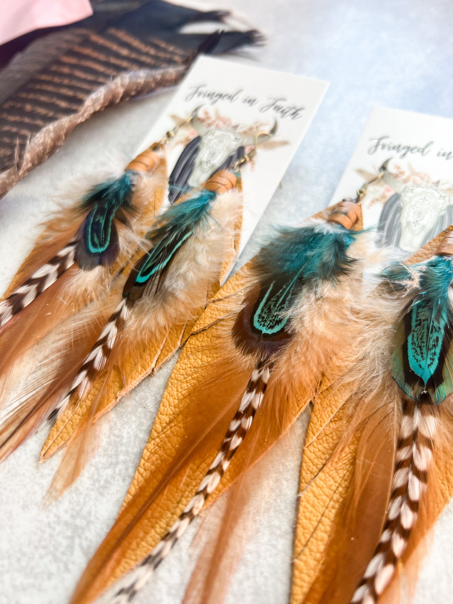 Kalispell Fringe Feathers | Mustard